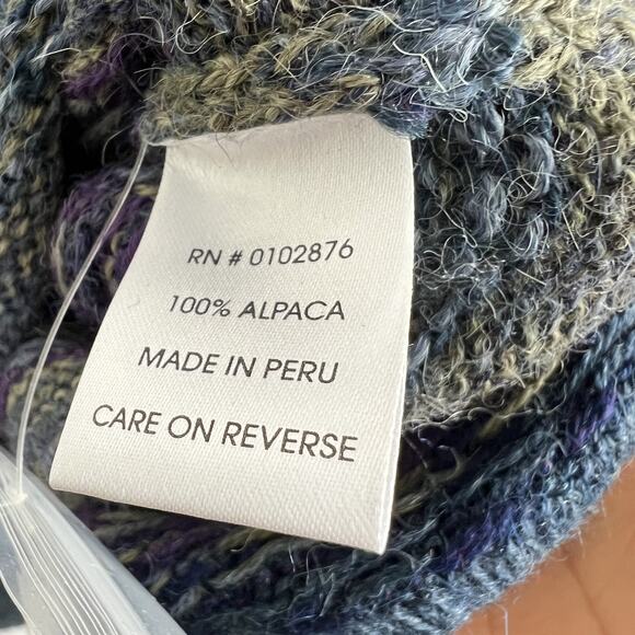 Novica Sweater Large Men's 100% Alpaca Peruvian Crew Neck Blue Multicolor - Picture 6 of 10